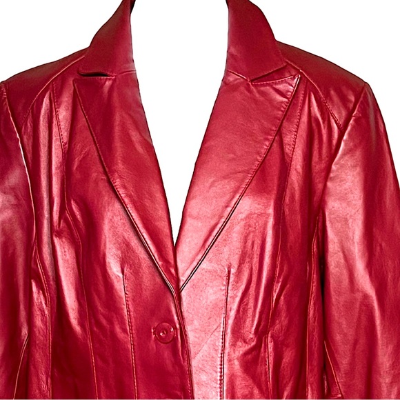 EAST 5th Women’s Effortlessly Chic Red Leather Jacket Sz XLP Minimalist Luxe - Picture 2 of 11